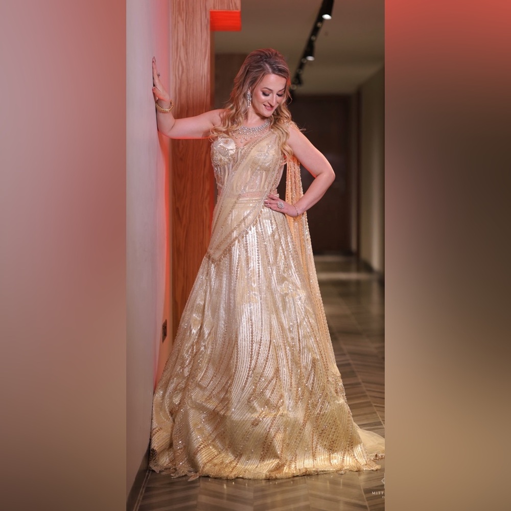 Ivory Gold Sequin Lehenga Choli